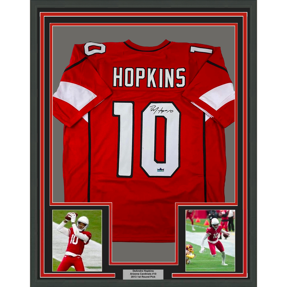 Framed Facsimile Autographed DeAndre Hopkins 35x39 Arizona Red Reprint Laser Auto Football Jersey (ONLINE ORDER ONLY)