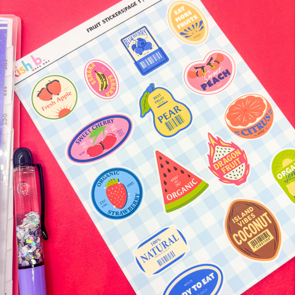 Fruit Stickers |Journal| Sticker Sheet (ONLINE ORDER ONLY)