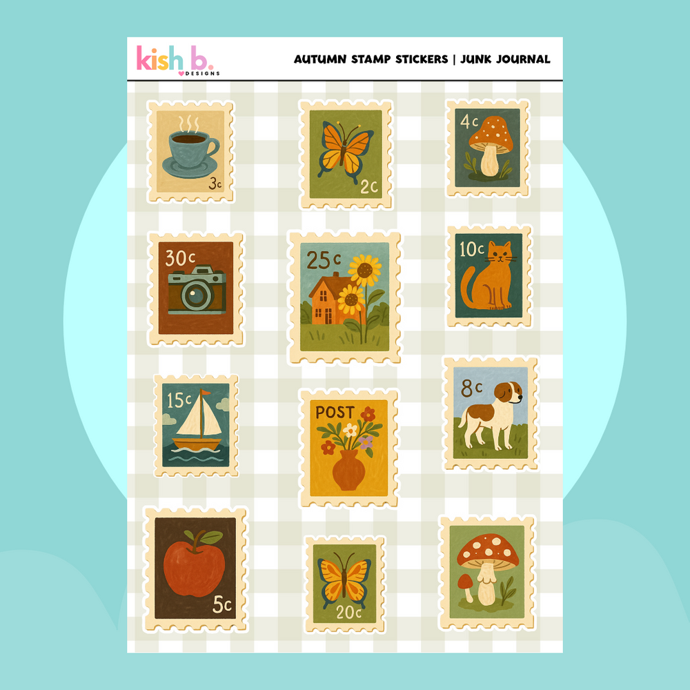 Autumn Stamp  |Journal| Sticker Sheet (ONLINE ORDER ONLY)