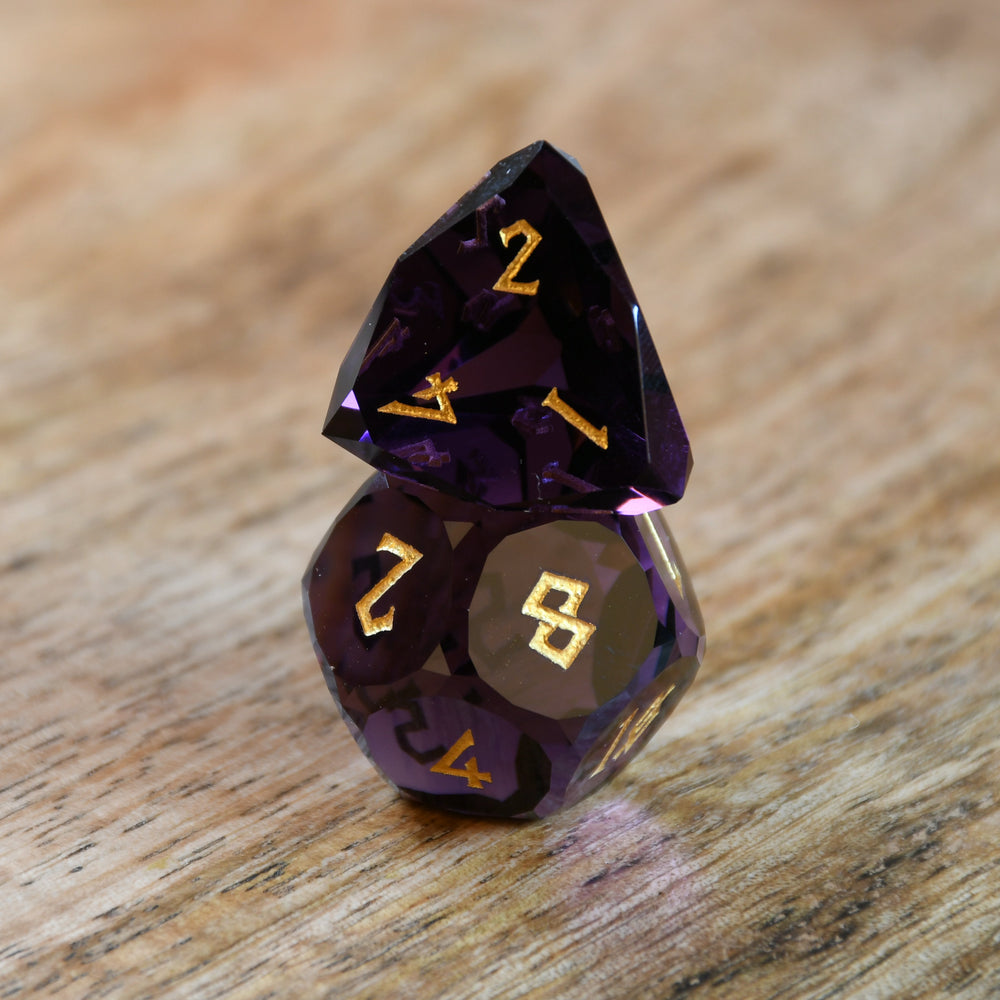 Pre-Order || Deep Plum Multifaceted Glass Dice Set