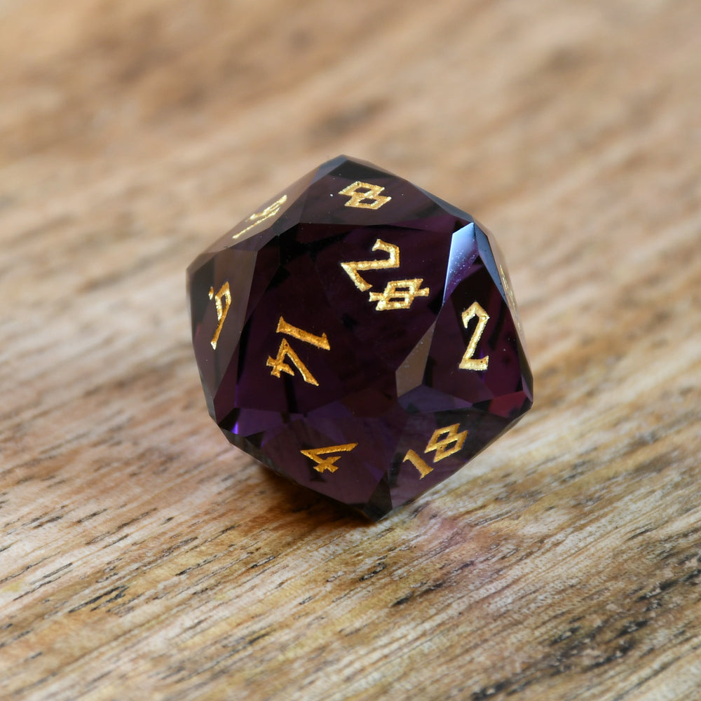 Pre-Order || Deep Plum Multifaceted Glass Dice Set