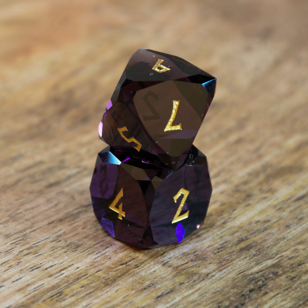Pre-Order || Deep Plum Multifaceted Glass Dice Set