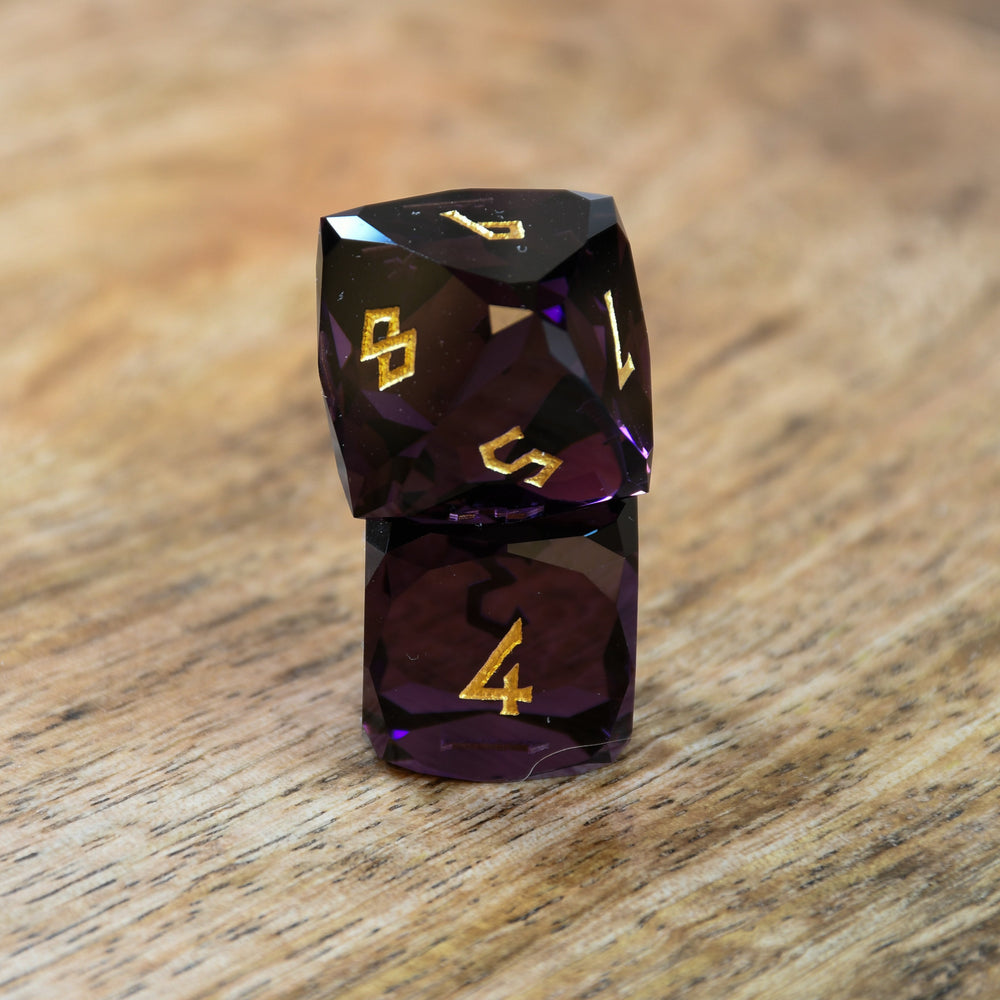 Pre-Order || Deep Plum Multifaceted Glass Dice Set