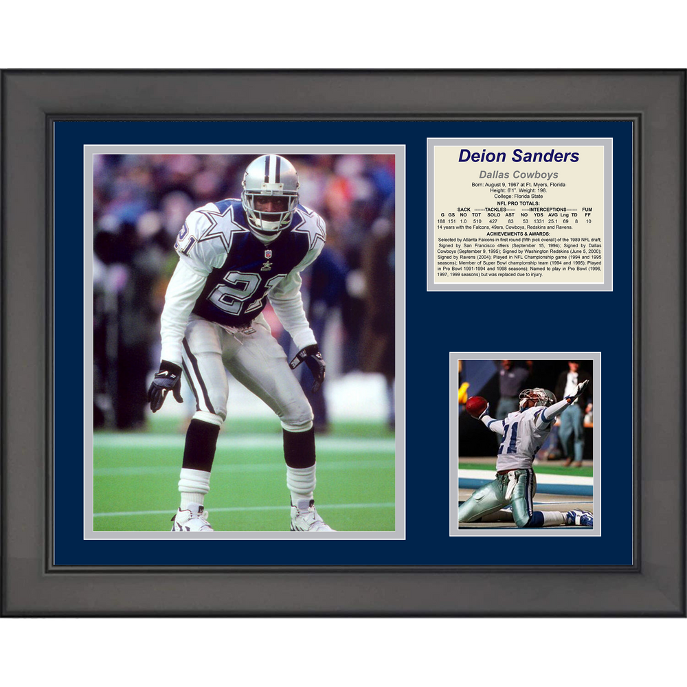 Framed Deion Sanders Hall of Fame Dallas Cowboys 11"x14" Football Three Photo Collage (ONLINE ORDER ONLY)