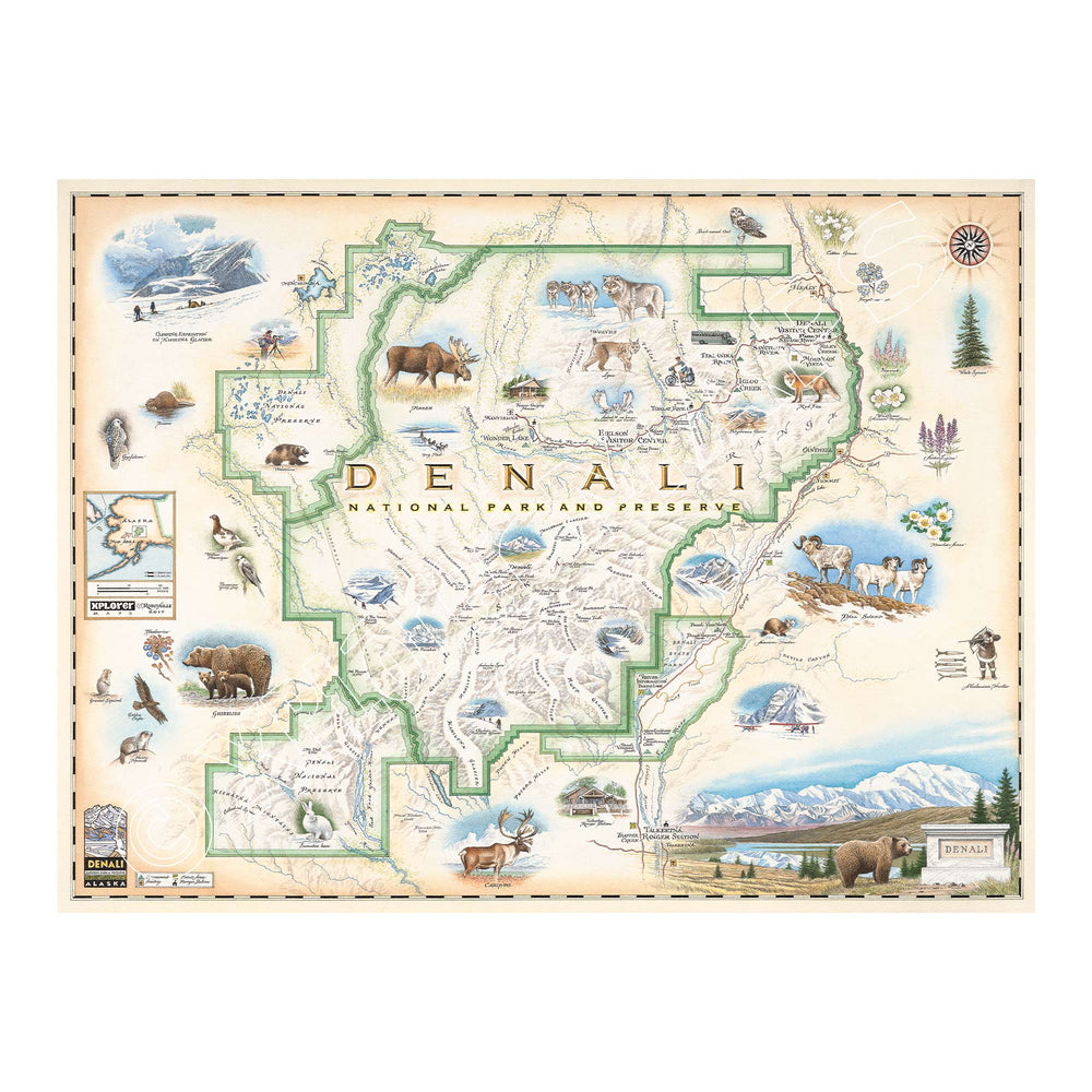 Denali National Park 1000 Piece Jigsaw Puzzle Xplorer Maps (ONLINE ORDER ONLY)