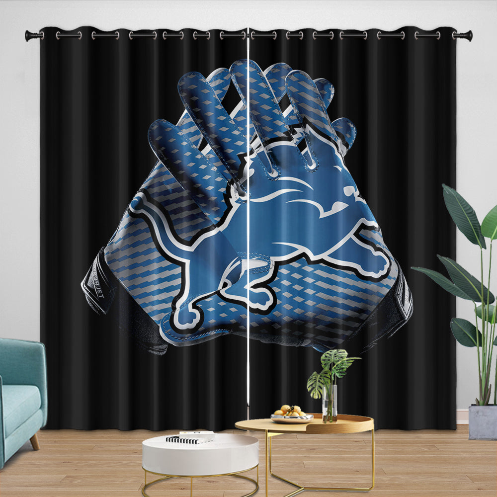 Detroit Lions Curtains Blackout Window Drapes Room Decoration (Online Order Only)