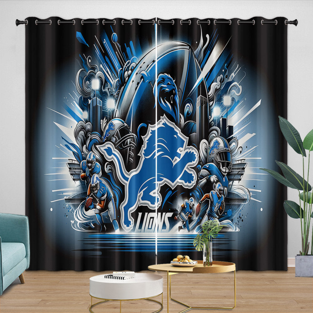 Detroit Lions Curtains Blackout Window Drapes Room Decoration (Online Order Only)