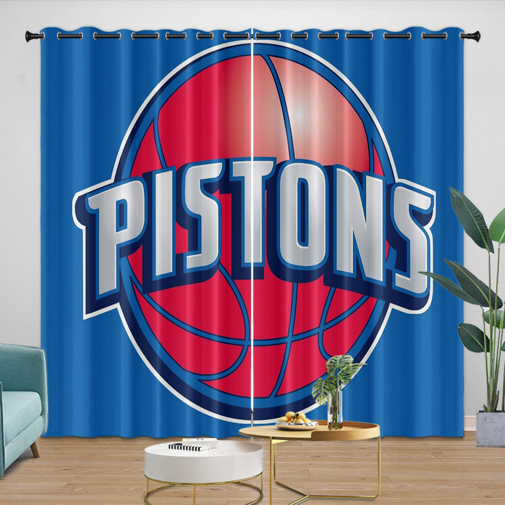 Detroit Pistons Curtains Blackout Window Drapes Room Decoration (Online Order Only)