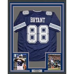 Framed Autographed/Signed Dez Bryant 35x39 Dallas Blue Football Jersey Beckett BAS COA