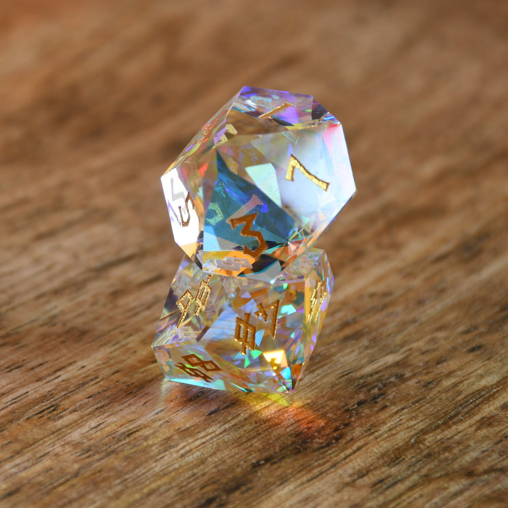 Pre-Order || Diamond Prism Multifaceted Glass Dice Set