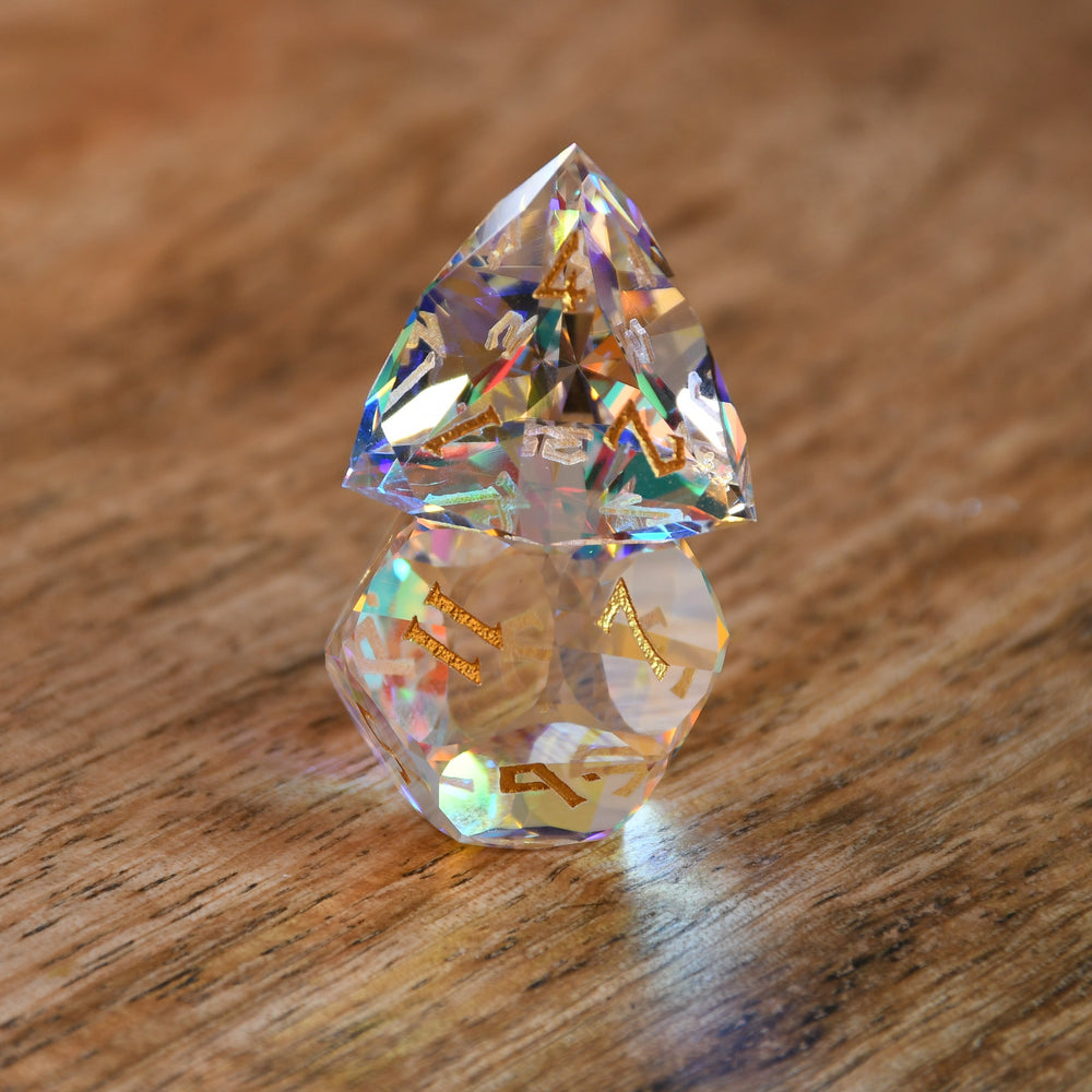 Pre-Order || Diamond Prism Multifaceted Glass Dice Set
