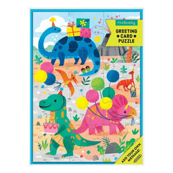 Dino Party Greeting Card 12 Piece Jigsaw Puzzle Mudpuppy (ONLINE ORDER ONLY)
