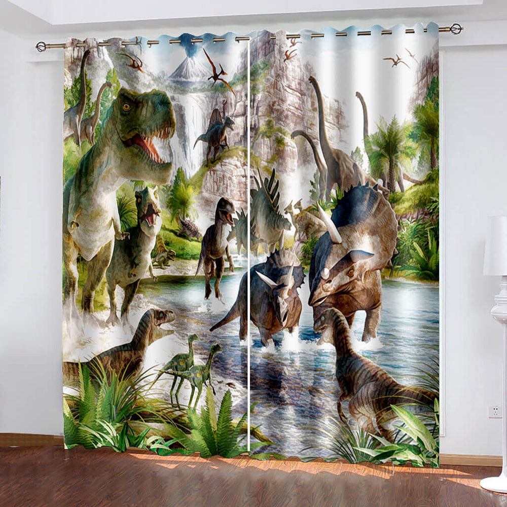 Dinosaur Curtains Blackout Window Treatments Drapes Room Decoration (Online Order Only)