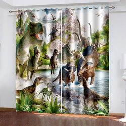 Dinosaur Curtains Blackout Window Treatments Drapes Room Decoration (Online Order Only)