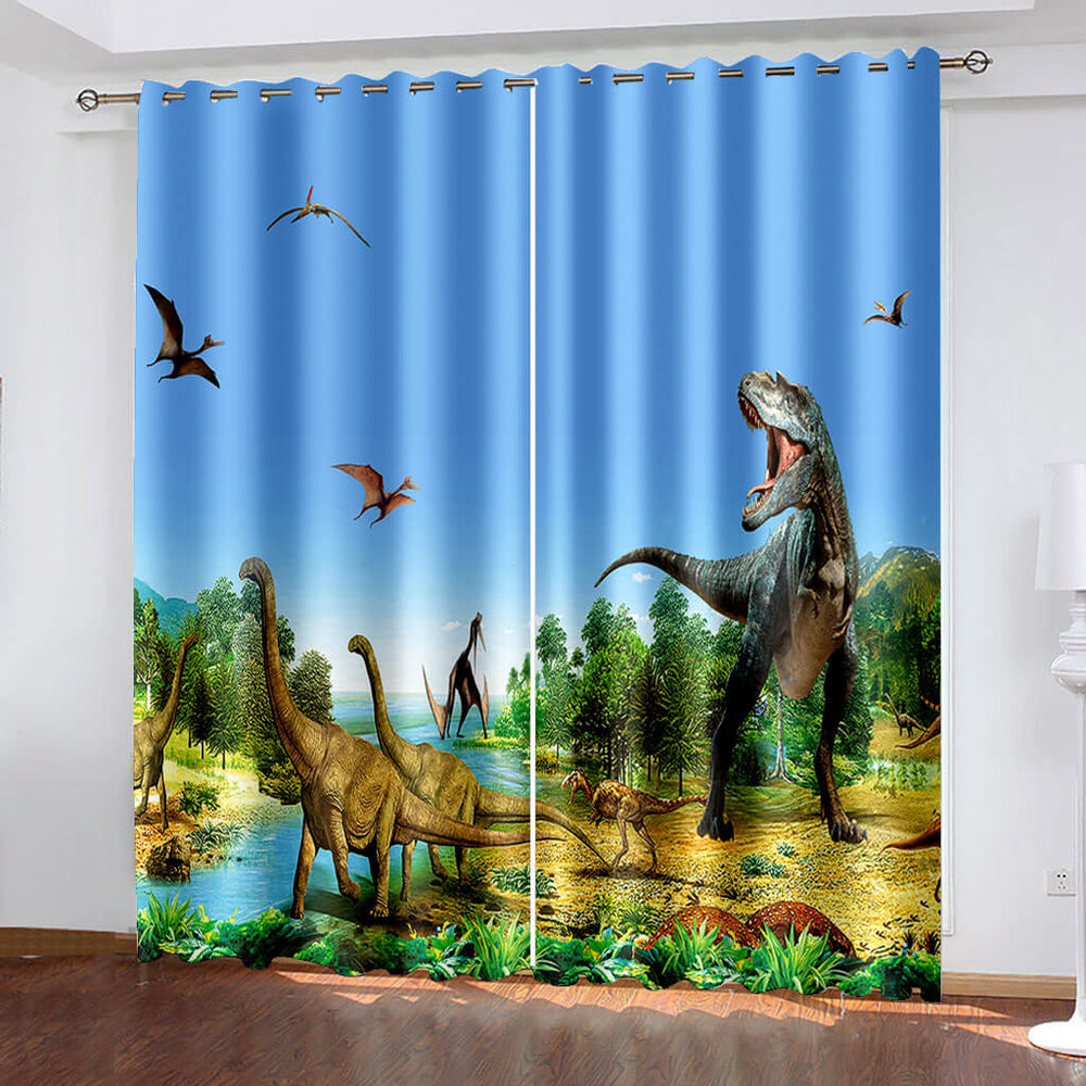 Dinosaur Curtains Blackout Window Treatments Drapes Room Decoration (Online Order Only)