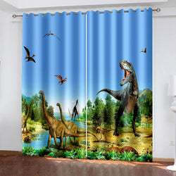 Dinosaur Curtains Blackout Window Treatments Drapes Room Decoration (Online Order Only)