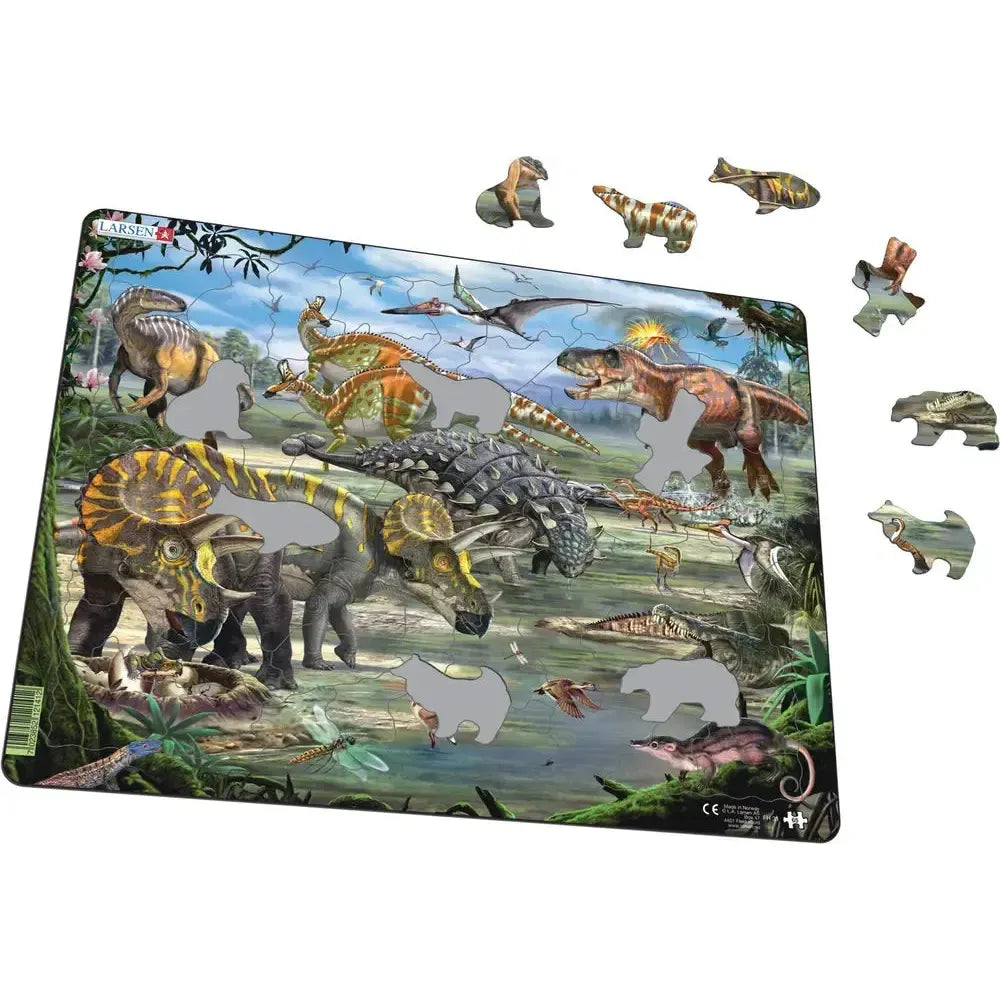 Dinosaurs of the Cretaceous Period 65 Piece Tray Jigsaw Puzzle Larsen (ONLINE ORDER ONLY)