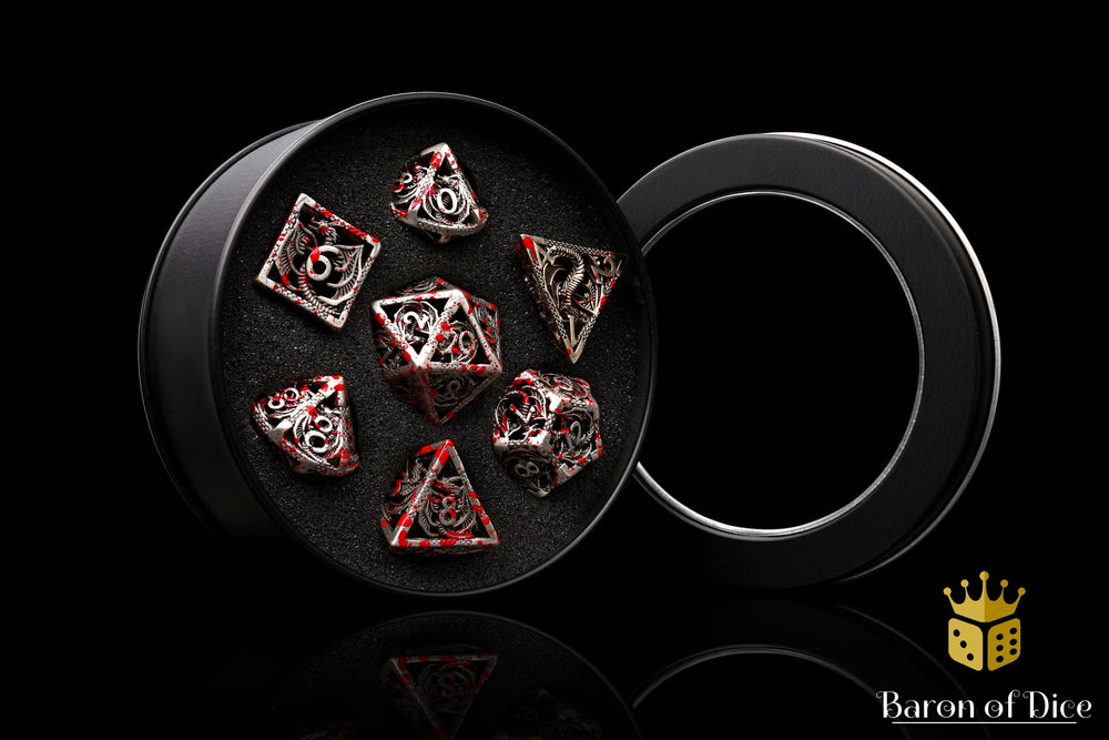 Bloody Dragon Metal RPG Dice - 7 Pieces (ONLINE ORDER ONLY)