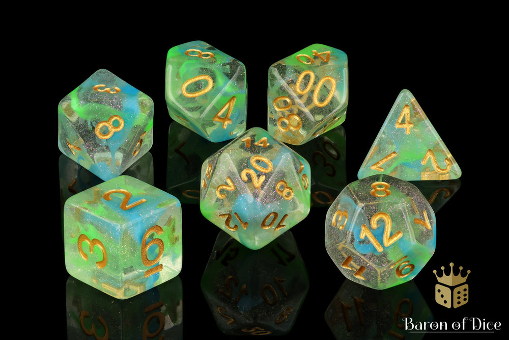 Blue Malachite RPG Dice Set - 7 Pieces (ONLINE ORDER ONLY)