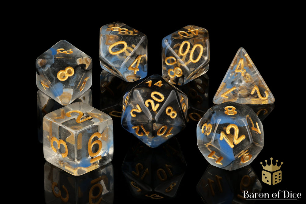 Blue & Black RPG Dice Set - 7 Pieces (ONLINE ORDER ONLY)