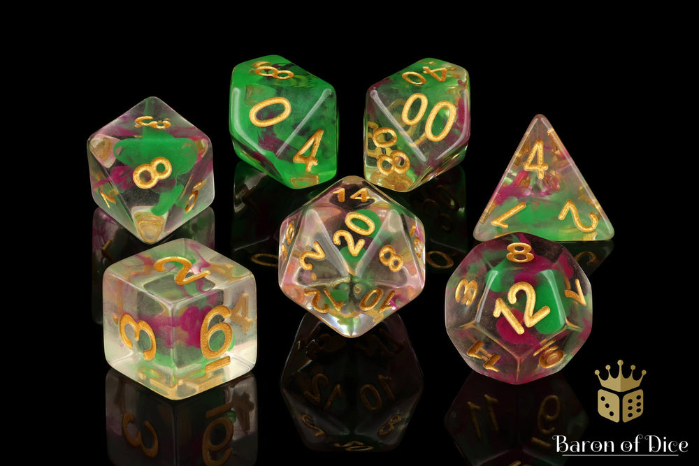 Lime & Pink RPG Dice Set - 7 Pieces (ONLINE ORDER ONLY)