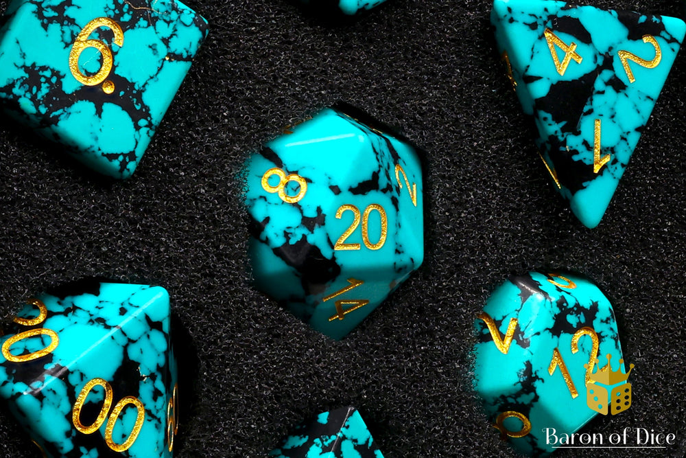 Turquoise Gemstone RPG Dice Set - 7 Pieces (ONLINE ORDER ONLY)