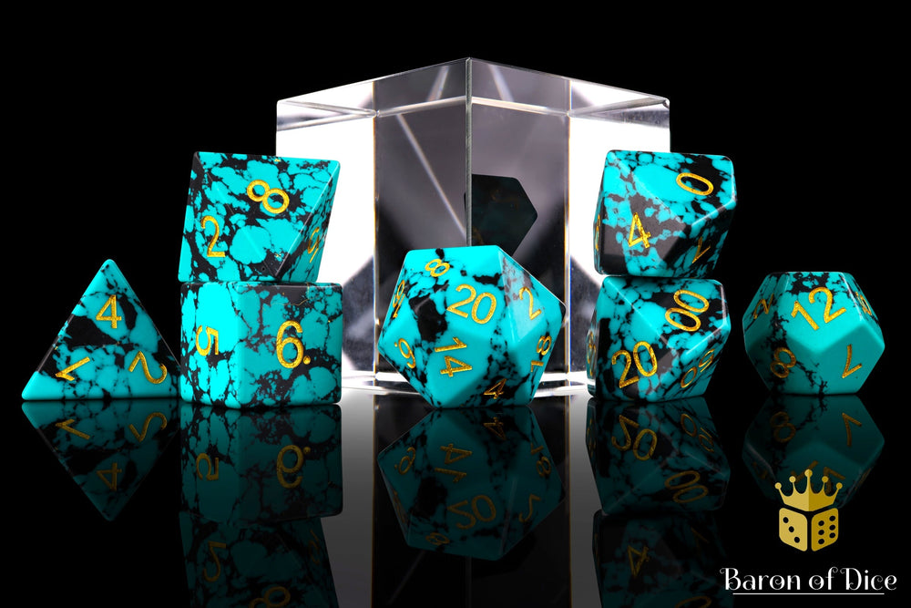 Turquoise Gemstone RPG Dice Set - 7 Pieces (ONLINE ORDER ONLY)