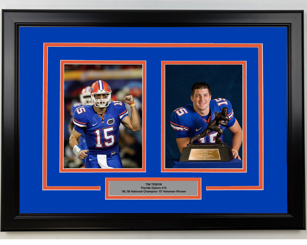Framed Tim Tebow Florida Gators 17x23 Dual College Football Photo