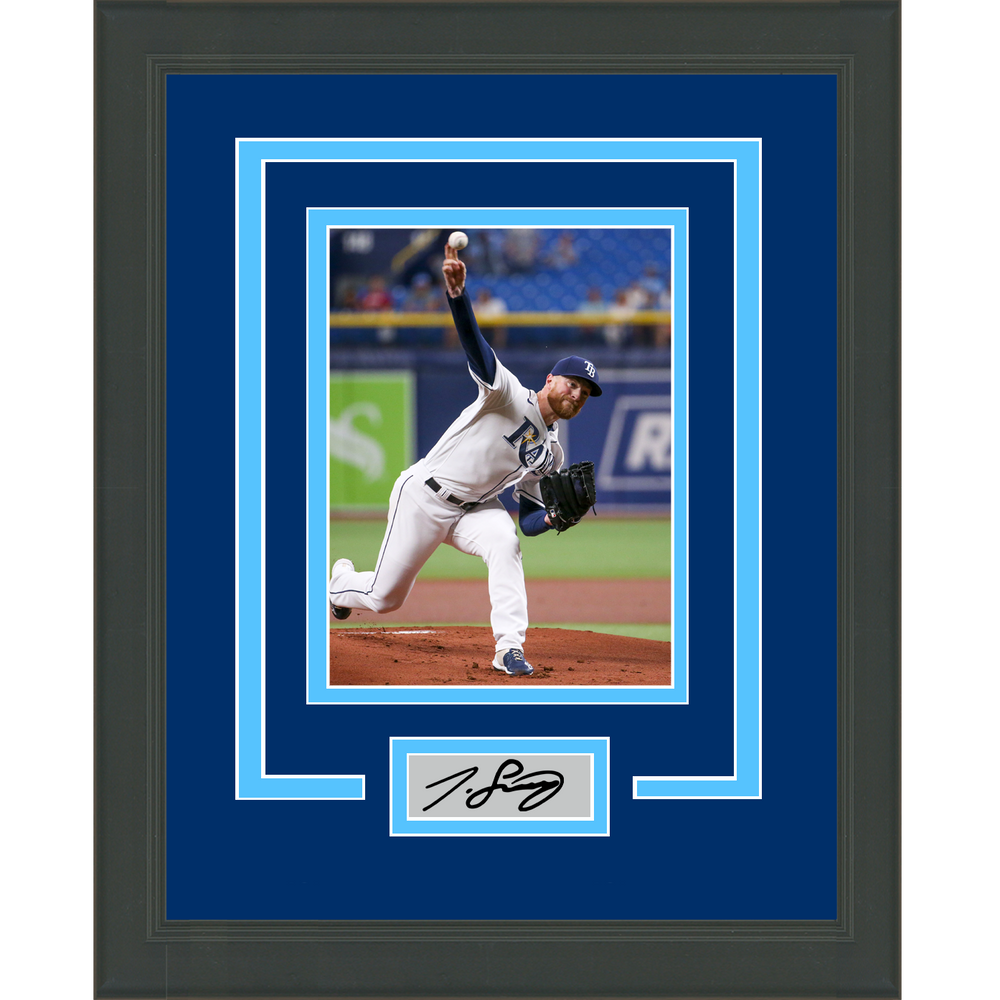 Framed Drew Rasmussen Facsimile Laser Engraved Signature Auto Tampa Bay Rays 11x14 Baseball Photo (ONLINE ORDER ONLY)
