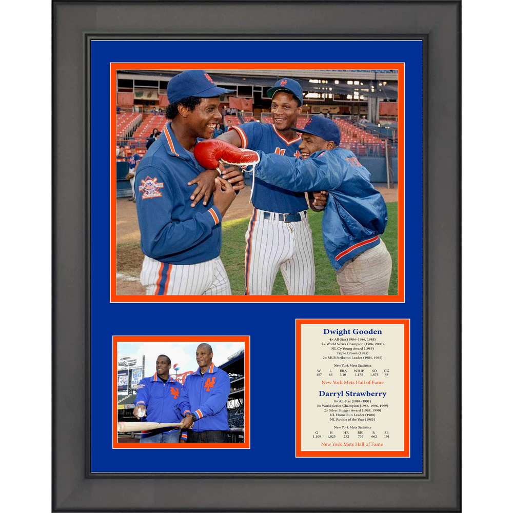 Framed Dwight Doc Gooden & Darryl Strawberry Hall of Fame Baseball 11"x14" Three Photo Collage (ONLINE ORDER ONLY)