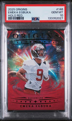 Graded 2025 Panini Origins Emeka Egbuka #146 /299 Holo Red Rookie RC Football Card PSA 10 Gem Mint