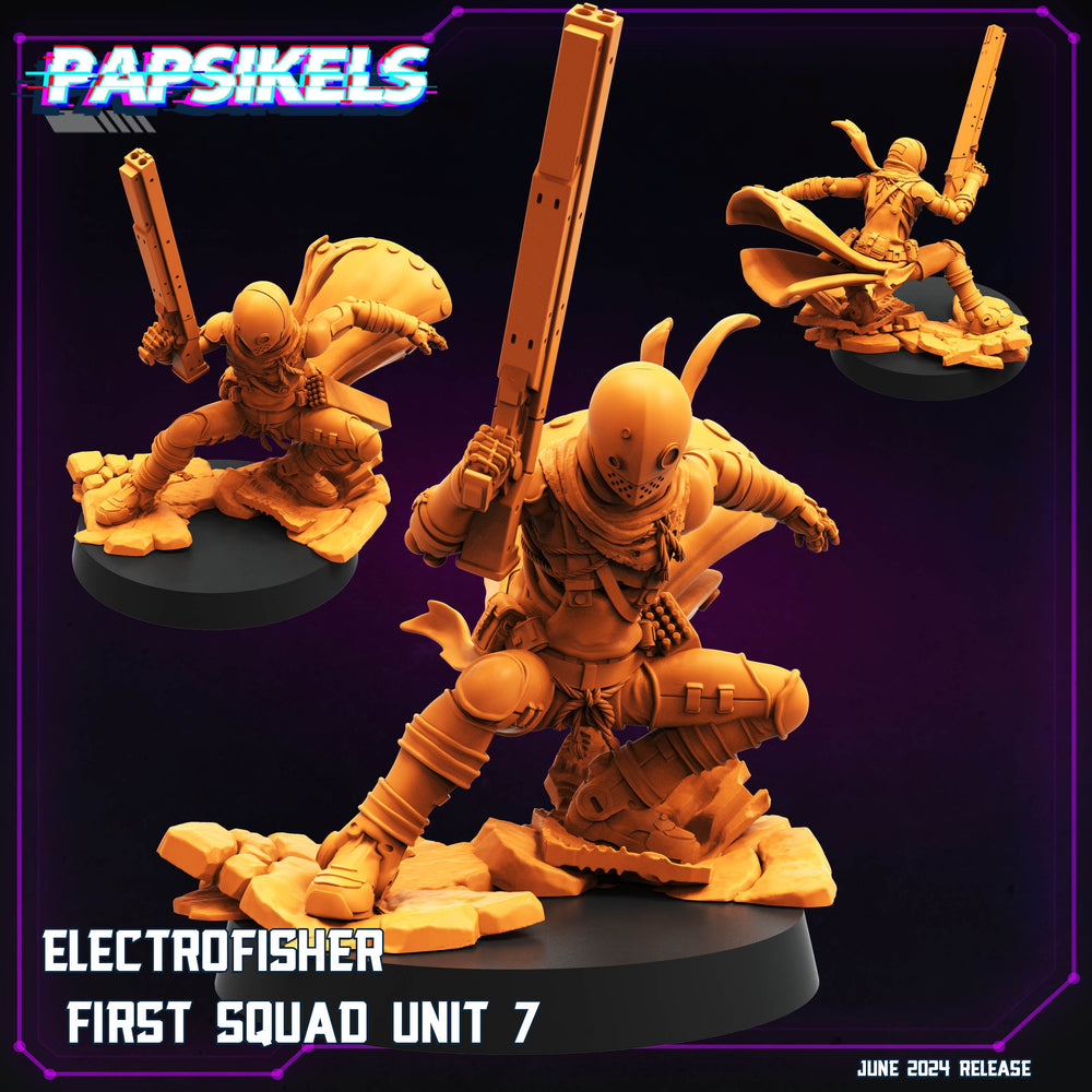 3D Printed Papsikels Electrofisher First Squad Unit 6 Set JUNE 2024 TRIBES - CYBERPUNK 28mm 32mm (Online Only)