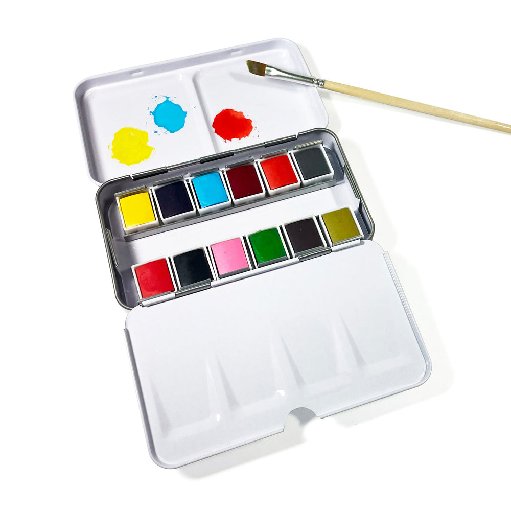 Watercolors – Metal Palette – 12 Colors – Travel Friendly (ONLINE ORDER ONLY)