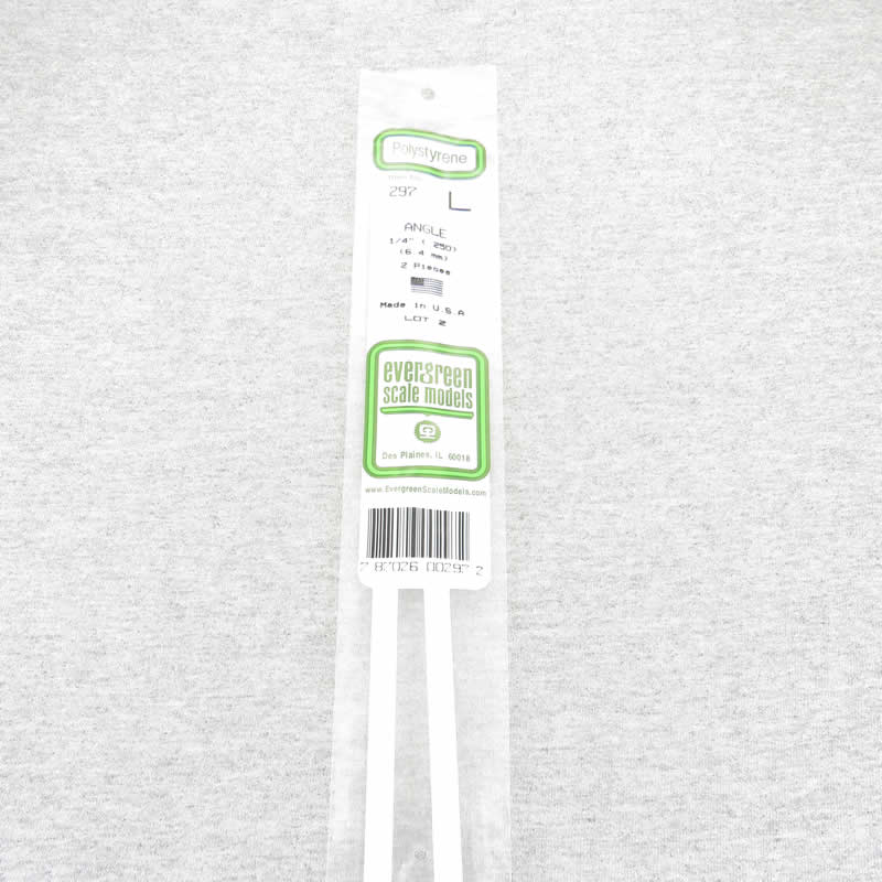 EVG297 Angle Polystyrene 0.250in x 14in Pack of 2 Evergreen (ONLINE ORDER ONLY)