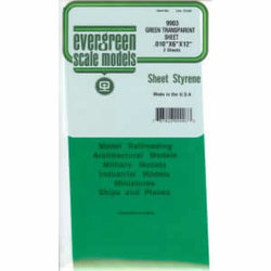 EVG9903 Green Transparent Styrene Sheets 2 Pk .010x6x12 Inches Evergreen (ONLINE ORDER ONLY)