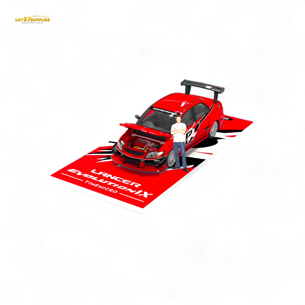 TimeMicro Mitsubishi Lancer EVO 9th Gen - Openable Hood & Figure - With Container 1:64 (ONLINE ORDER ONLY)