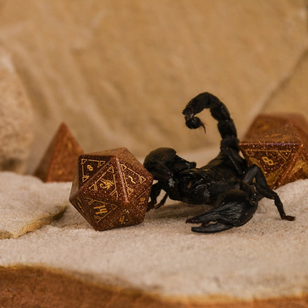Pre-Order || Egyptian Gold Sandstone Stone Dice Set - Dice Around the World Collection