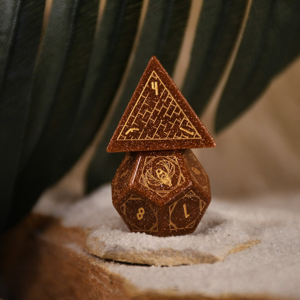 Pre-Order || Egyptian Gold Sandstone Stone Dice Set - Dice Around the World Collection