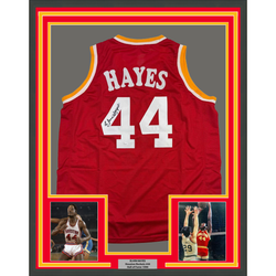 Framed Autographed/Signed Elvin Hayes 35x39 Houston Red Basketball Jersey JSA COA