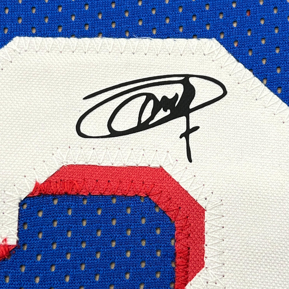 Framed Facsimile Autographed Joel Embiid 35x39 Philadelphia Blue Reprint Laser Auto Basketball Jersey (ONLINE ORDER ONLY)