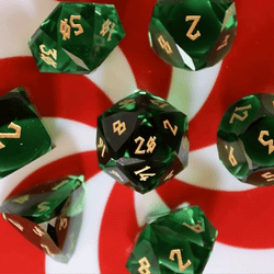 Pre-Order || Emerald Multifaceted Glass Dice Set