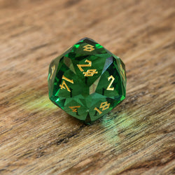 Pre-Order || Emerald Multifaceted Glass Dice Set