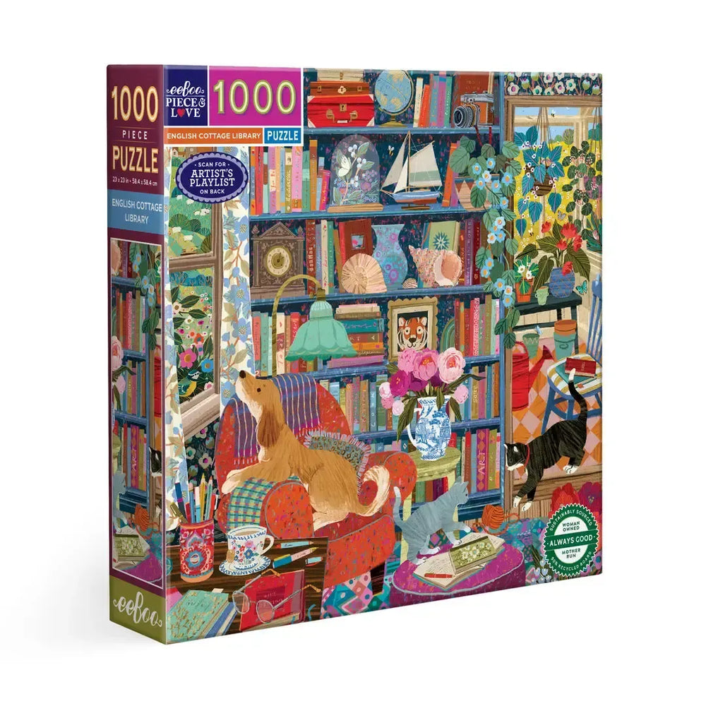 English Cottage Library 1000 Piece Jigsaw Puzzle eeBoo (ONLINE ORDER ONLY)
