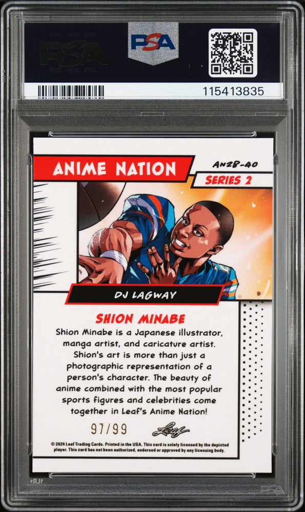 Graded 2025 Leaf Web Exclusives DJ Lagway #40 Anime Nation Series 2 /99 Football Card PSA 9 Mint (ONLINE ORDER ONLY)