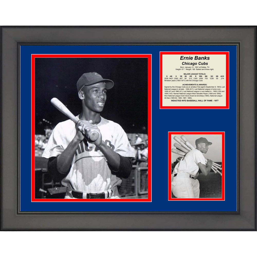 Framed Ernie Banks Chicago Cubs Hall of Fame 11"x14" Baseball Three Photo Collage (ONLINE ORDER ONLY)
