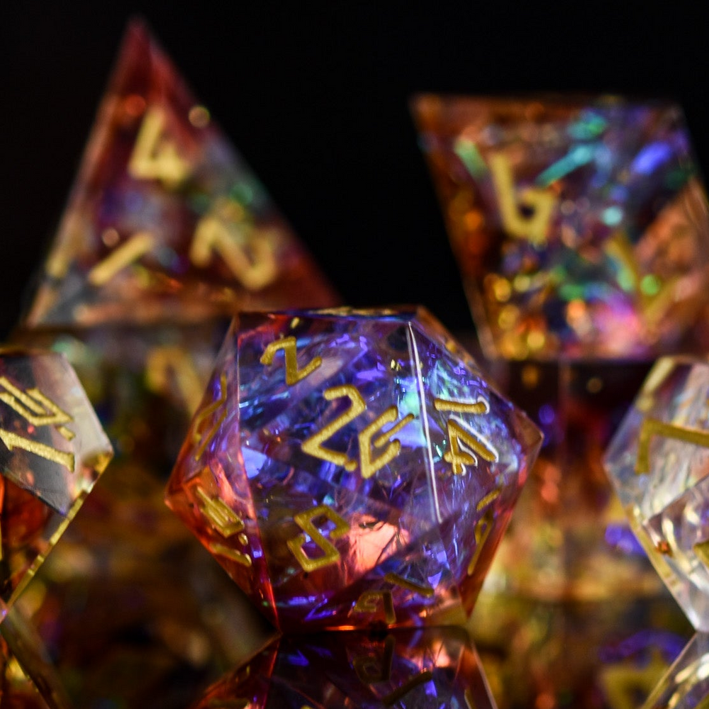 PRE-ORDER || Ethereal Light Sharp-Edged Resin Dice Set