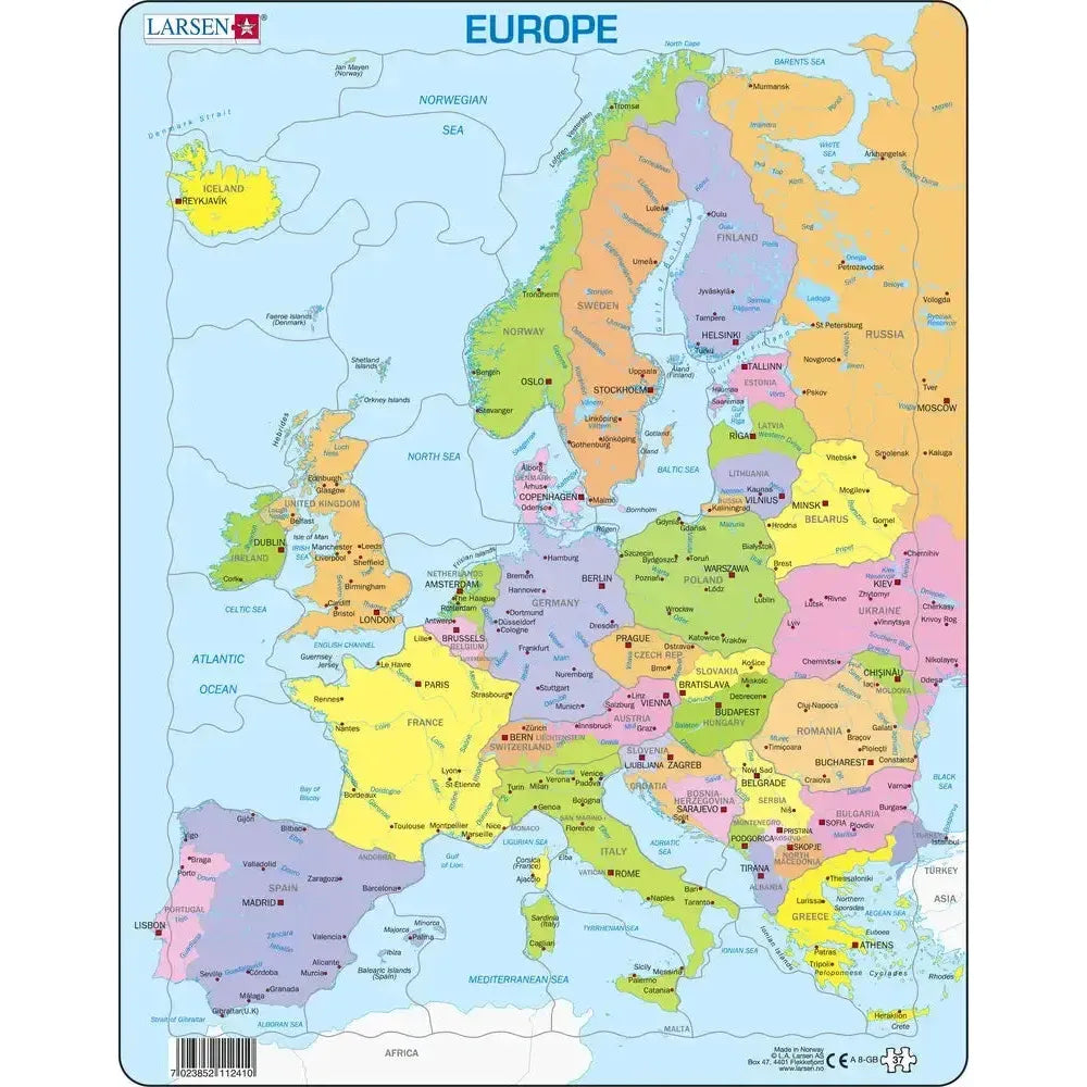 Europe Map 37 Piece Tray Jigsaw Puzzle Larsen (ONLINE ORDER ONLY)