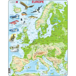 Europe Topographic Map 87 Piece Tray Jigsaw Puzzle Larsen (ONLINE ORDER ONLY)