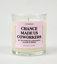 Chance Made Us Coworkers But The Dumbasses Surrounding Us Made Us Friends Glass Candle (Online Order Only)