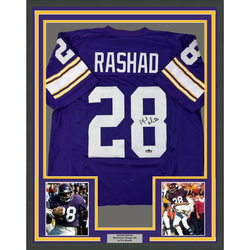 Framed Facsimile Autographed Ahmad Rashad 35x39 Minnesota Purple Reprint Laser Auto Football Jersey (ONLINE ORDER ONLY)